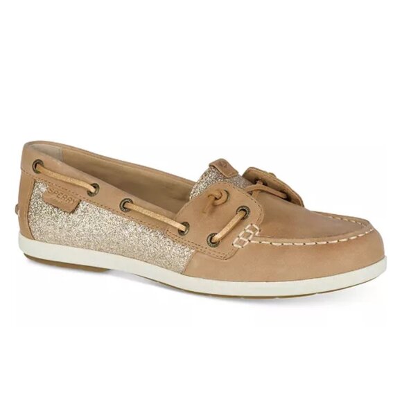 Sperry Shoes - Sperry Top-Sider Coil Ivy Gold Sparkle Leather Boat Shoes Women’s 8M